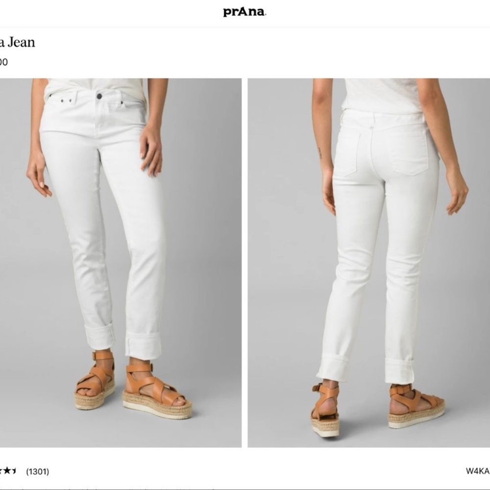 Prana Kara White Jean Size 6 Straight, Slim Fit